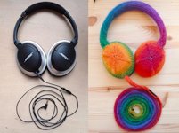 instructables Becca Rose Knitted Rainbow Headphones